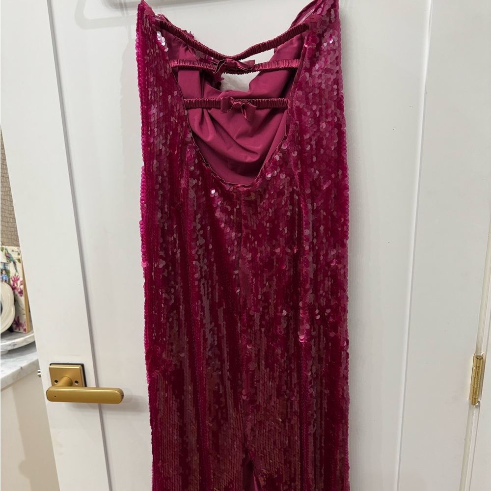 Anthropologie Strapless Sequin Dress/IF BY SEA - Maroon - Picture 7 of 7
